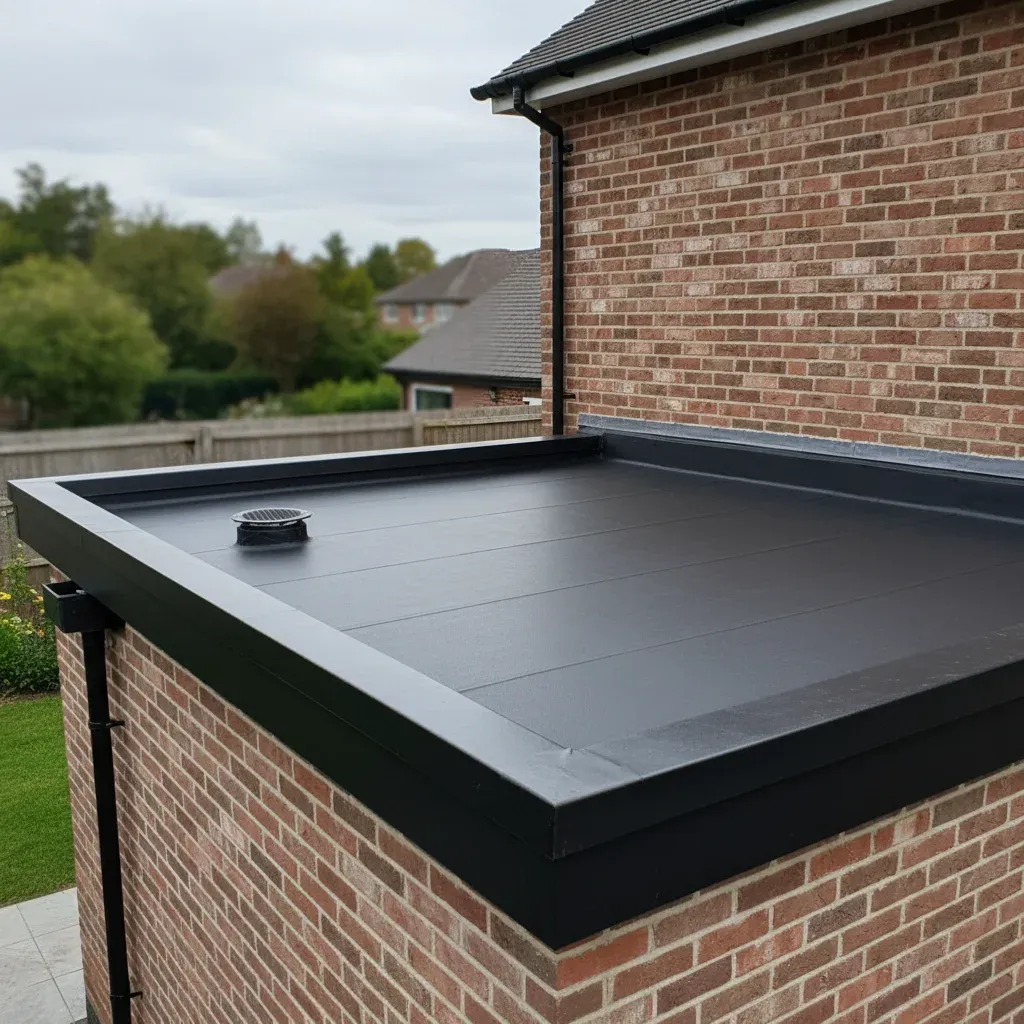 Flat roof EPDM rubber membrane installation
